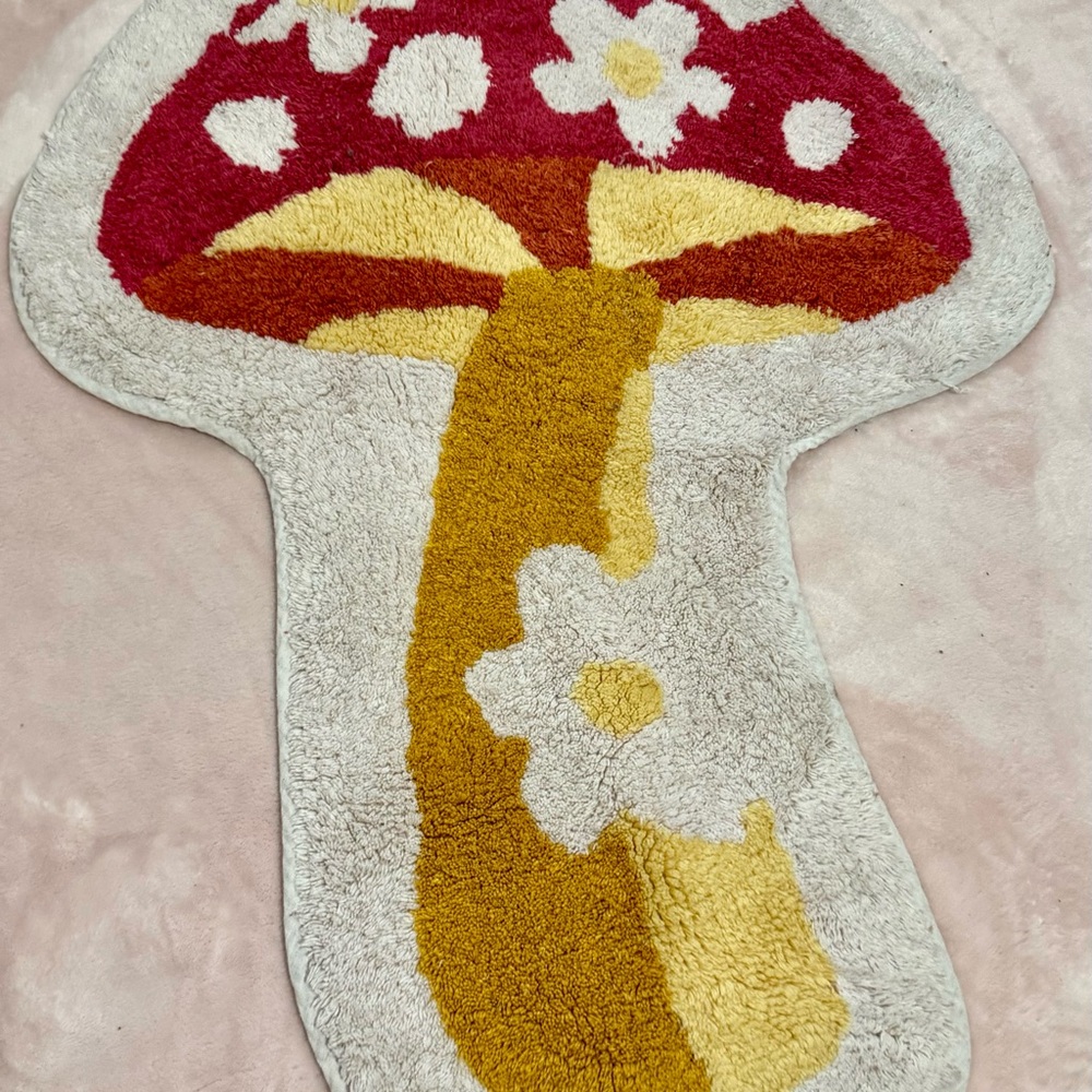 Mushroom Shaped Bath Rug - Red and Yellow